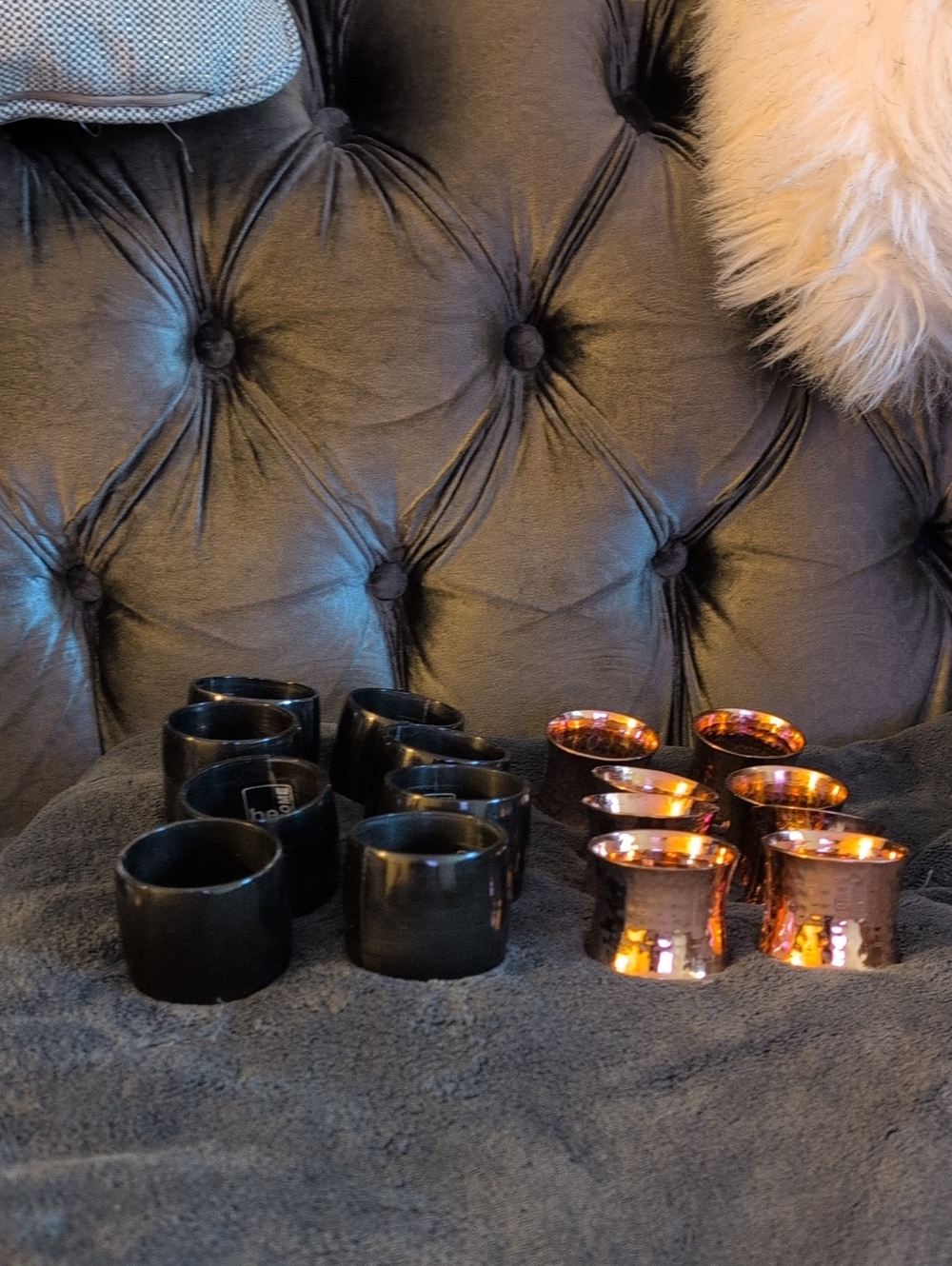 Set of Black and Copper Napkin Rings - Home Accents